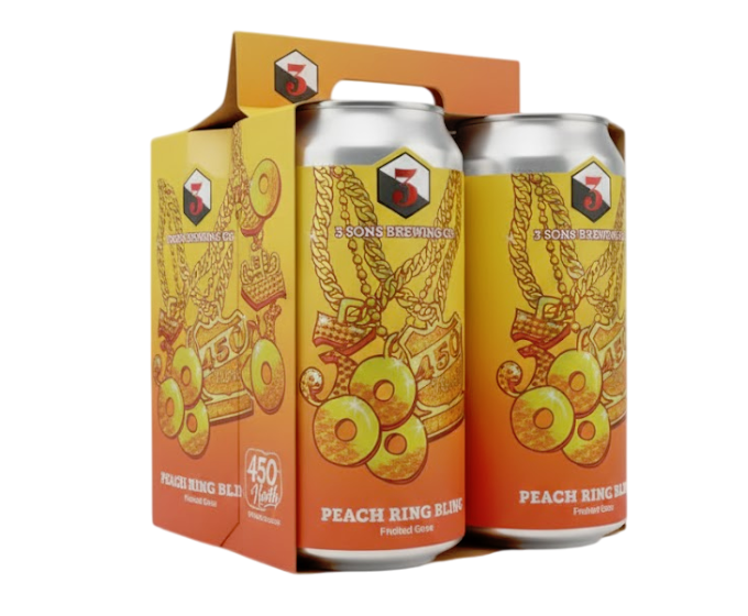 Three Sons Peach Ring Bling 16oz 4-Pack Can (Scan Correct Item)