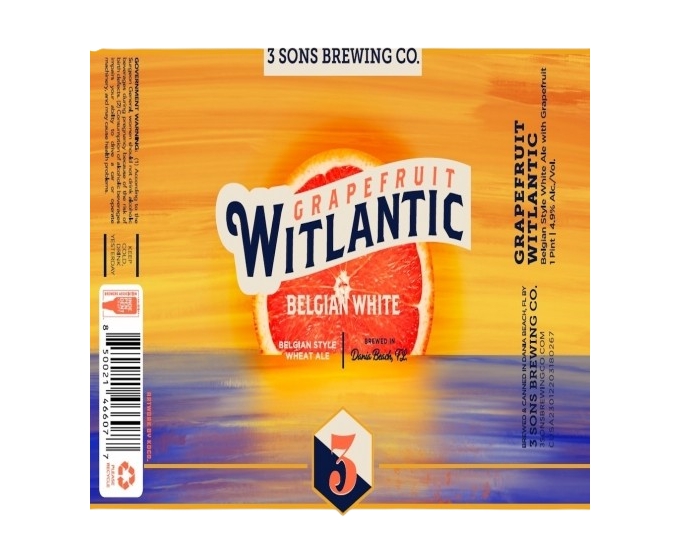 Three Sons Grapefruit Witlantic 16oz 4-Pack Can (Scan Correct Item)