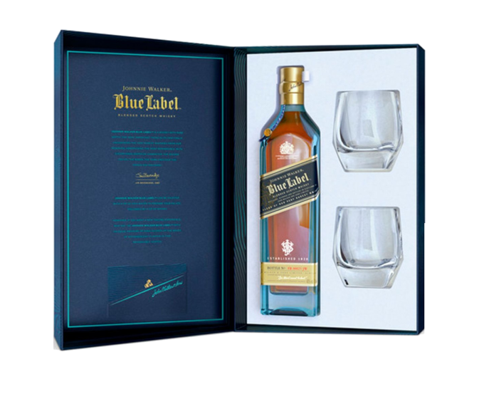 Johnnie Walker Blue Label Gift Set 750ml (With 2 Glasses) (HR)