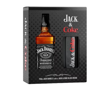 Jack Daniels Black  Gift Set 750ml ( With Coke Glass)