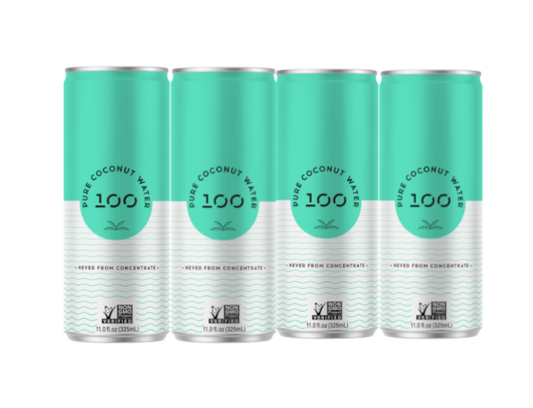 100 Coconuts Pure Water 11oz 4-Pack Can - Ready to Drink (RTD) at Primo Liquors Fort Lauderdale