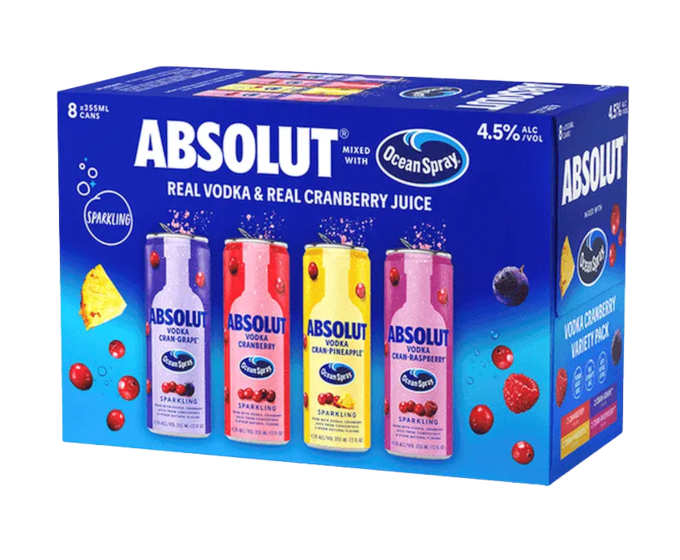 Absolut Ocean Spray Cranberry Variety 12oz 8-Pack Can
