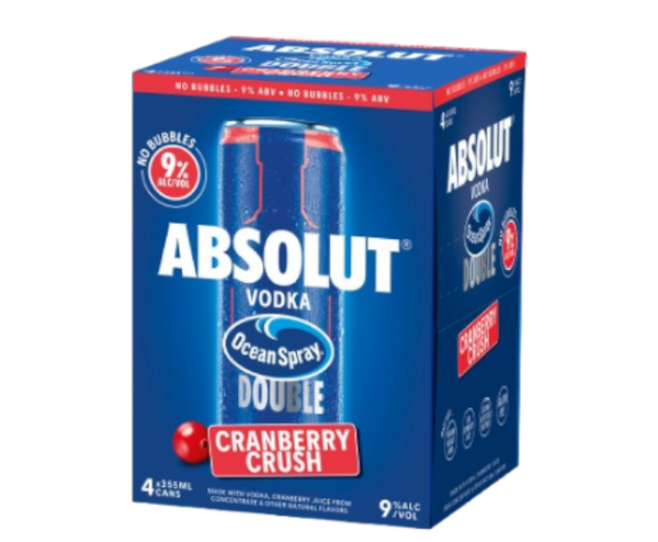 Absolut Ocean Spray Double Cranberry 12oz 4-Pack Can, Beverages