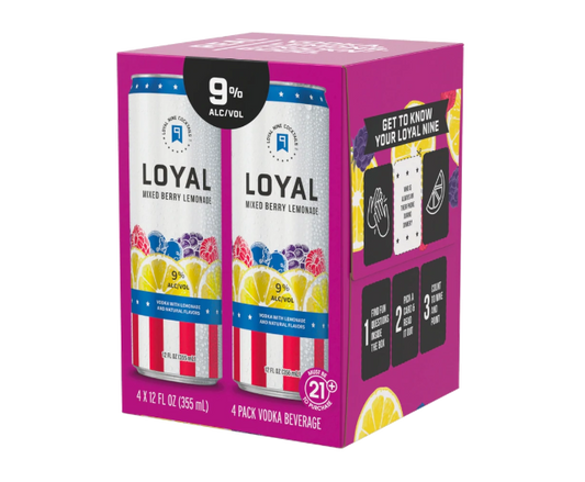 Loyal 9 Mixed Berry Lemonade 355ml 4-Pack Can