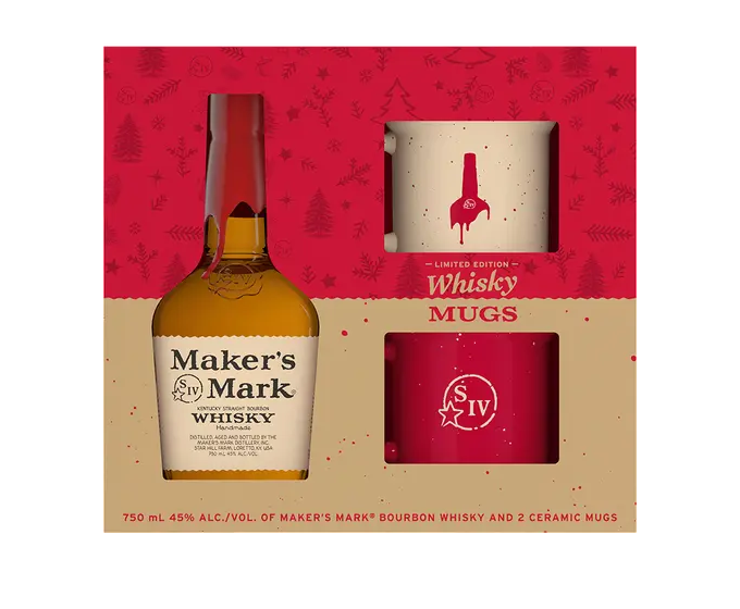 Makers Mark Gift Set 750ml (With 2 Logo Mugs)