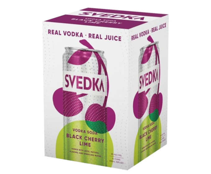 Svedka Black Cherry Lime Vodka Soda 355ml 4-Pack Can