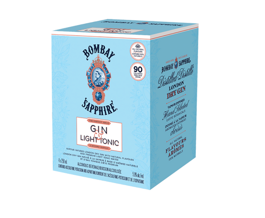 Bombay Sapphire Gin & Tonic Light 250ml 4-Pack Can