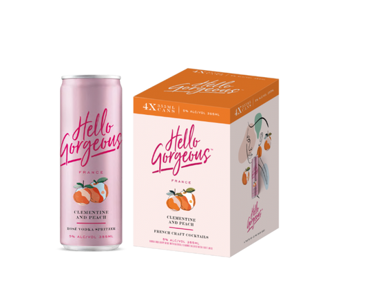 Hello Gorgeous Clementine and Peach Rose Vodka Spritzer 355ml 4-Pack Can