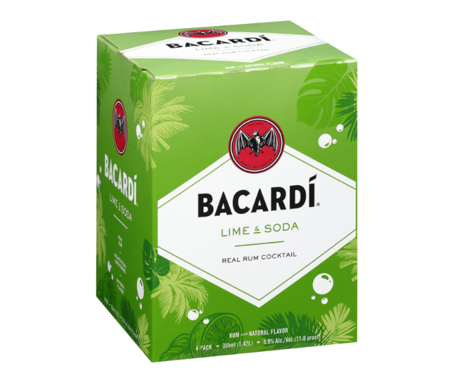 Bacardi Lime & Soda Cocktail 355ml 4-Pack Can
