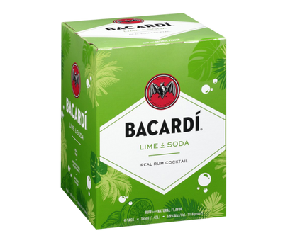 Bacardi Lime & Soda Cocktail 355ml 4-Pack Can