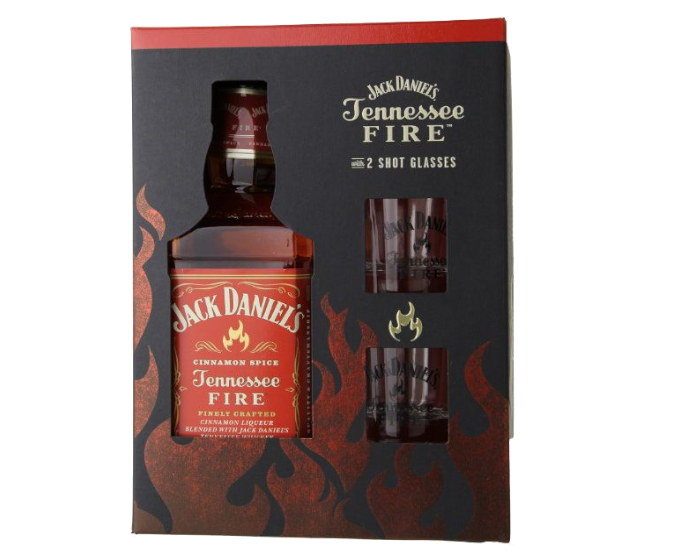 Jack Daniels Fire Gift Set 750ml (With 2 Glass)