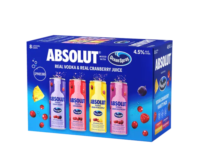Absolut Ocean Spray Cranberry Assorted 355ml 8-Pack Can
