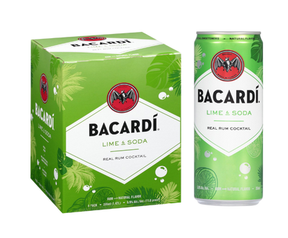 Bacardi Lime & Soda Cocktail 355ml 4-Pack Can